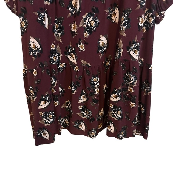 Ryllace Plum Dark Purple Floral Modest Tiered Boho Midi Dress Plus Size 22 - Picture 3 of 10